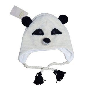 Wool Hat Panda Design One Size White/Black
